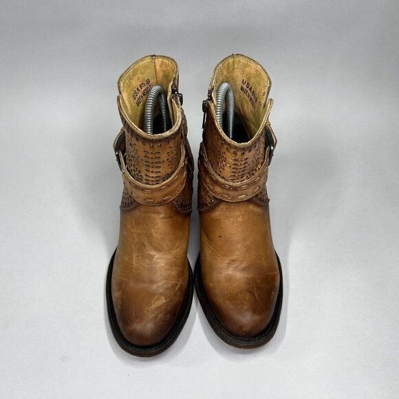 J.B. Dillon Women's Size 6.5 Brown Leather Western Ankle Boots - Picture 3 of 11